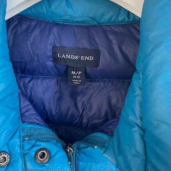 Lands End Down Puffer Quilted Jacket, Snaps & Zips, Petite Medium - Picture 5 of 10